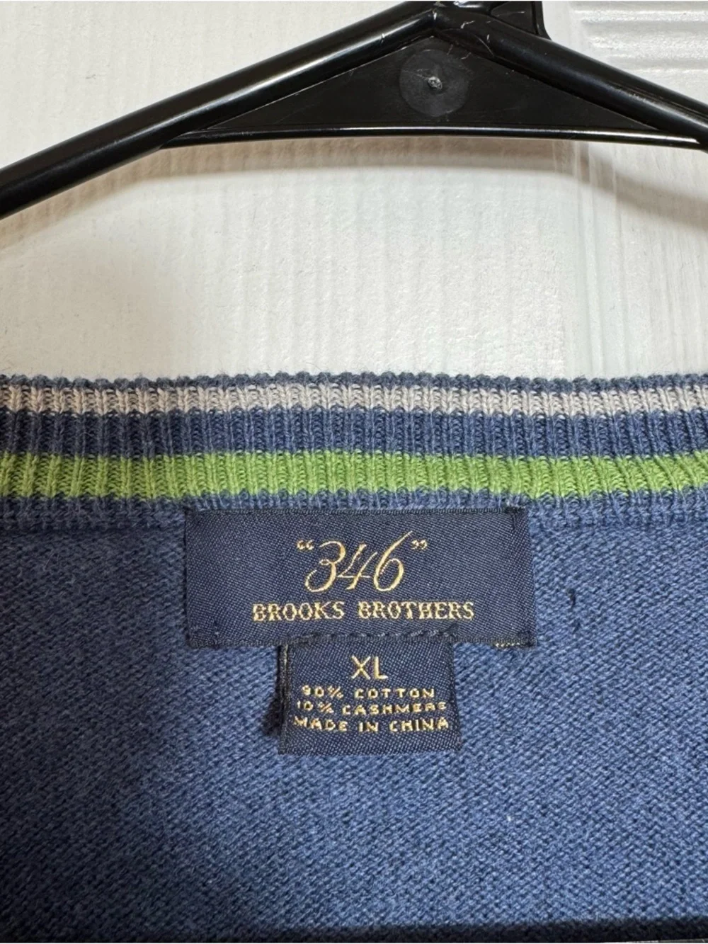 Brooks Brothers 346 Men's XL Cotton Cashmere Sweater Blue Crewneck Lightweight